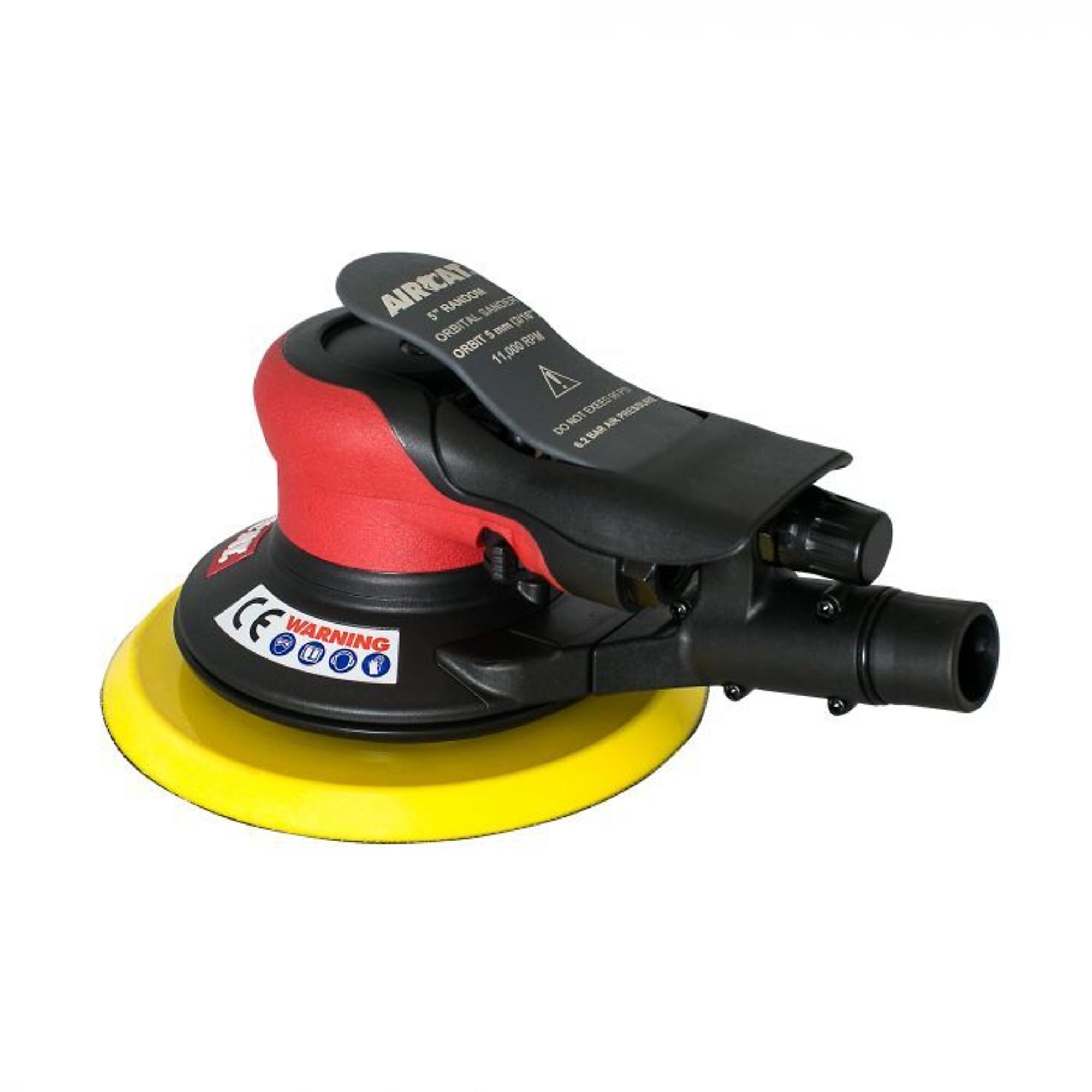 AirCat, CENTRAL VAC ORBITAL PALM SANDER, Max. Speed 11000 OPM, Pad Diameter 5 in, Air Inlet Size 1/4 in, Model# 6700-5-336CV